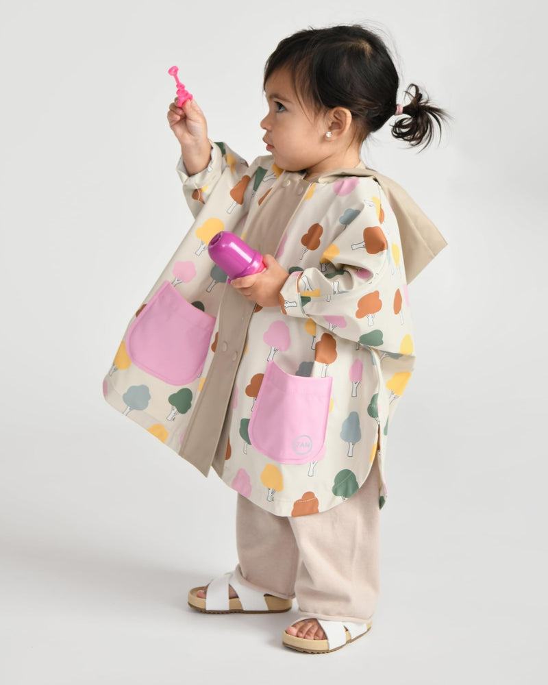 7AM - Rain Poncho - 2 - 3T Mother & Baby Print House Teal