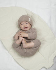 7AM - Ribbed Beanie - Fuzzy Mother & Baby Taupe 0 - 6M