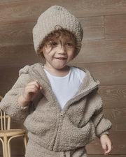 7AM - Ribbed Beanie - Fuzzy Mother & Baby Taupe 0 - 6M