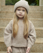 7AM - Ribbed Beanie - Fuzzy Mother & Baby Taupe 0 - 6M