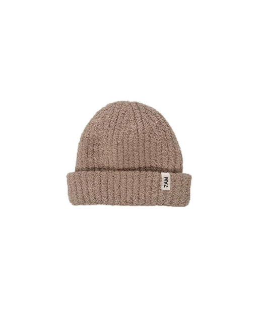 7AM - Ribbed Beanie - Fuzzy Mother & Baby Taupe 0 - 6M
