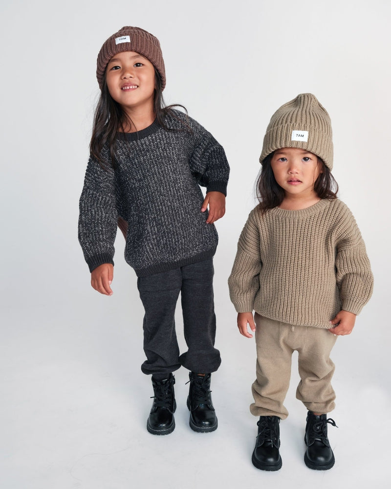 7AM - Ribbed Joggers - Chunky Mother & Baby Olive 3 - 4T
