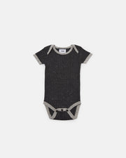 7AM - Short Sleeve Bodysuit - Hug Me Apparel & Accessories Black Melange 12 - 18M