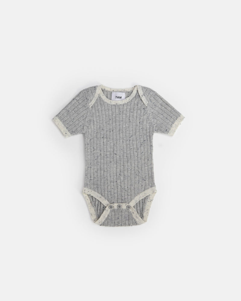 7AM - Short Sleeve Bodysuit - Hug Me Apparel & Accessories Heather Grey 12 - 18M