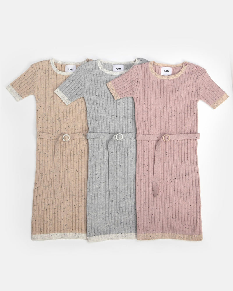 7AM - Short Sleeve Dress - Hug Me Apparel & Accessories Heather Grey 4 - 5Y