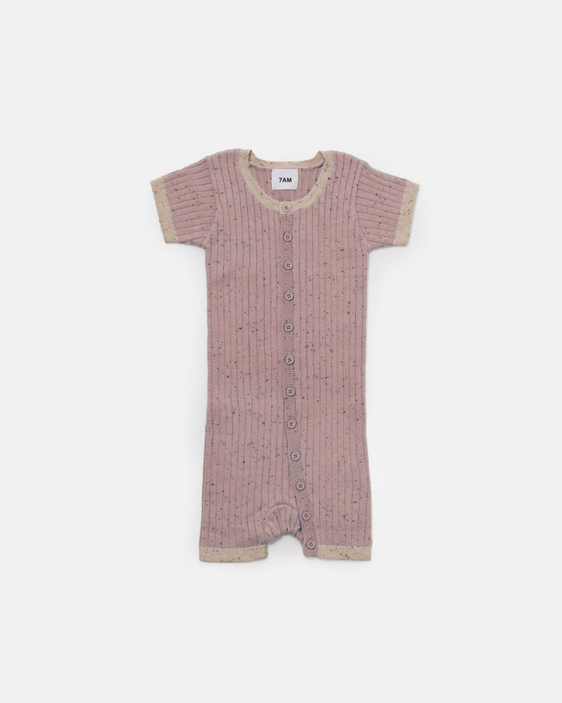 7AM - Short Sleeve Romper - Hug Me Apparel & Accessories Ash Rose 6 - 9M