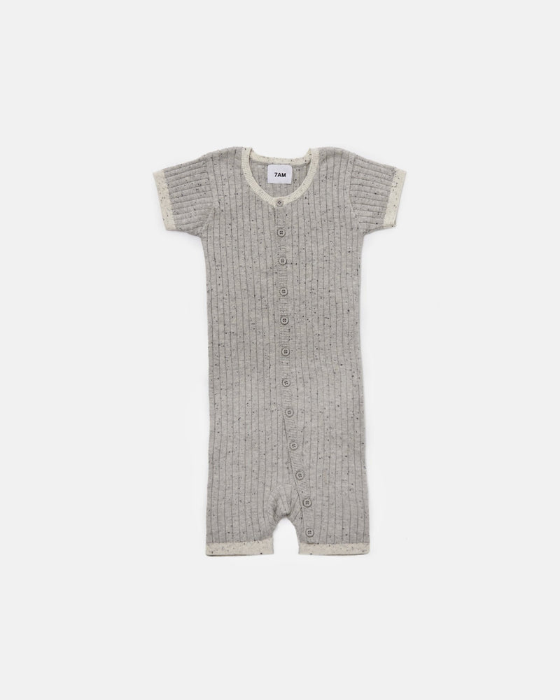 7AM - Short Sleeve Romper - Hug Me Apparel & Accessories Heather Grey 0 - 3M