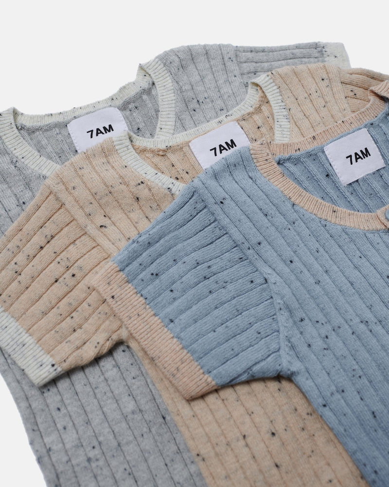 7AM - Short Sleeve Romper - Hug Me Apparel & Accessories Lake Blue 6 - 9M