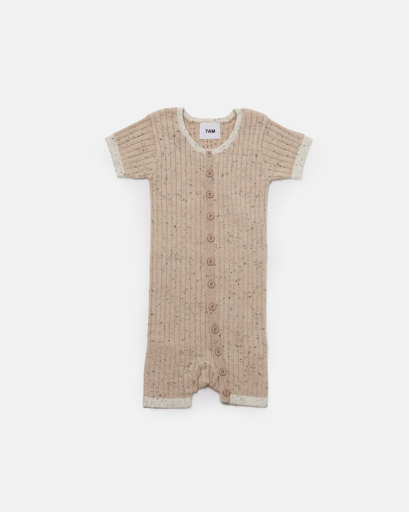 7AM - Short Sleeve Romper - Hug Me Apparel & Accessories Oat 9 - 12M