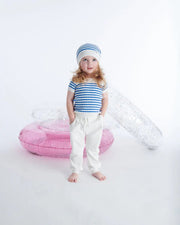7AM - Short Sleeve Tee Marinière - Ribbed Mother & Baby Seashell/Blue Stripes 0 - 3M