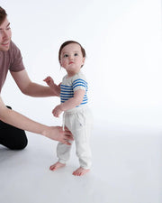 7AM - Short Sleeve Tee Marinière - Ribbed Mother & Baby Seashell/Blue Stripes 0 - 3M