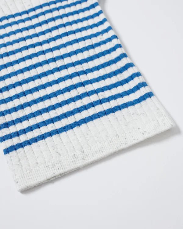 7AM - Short Sleeve Tee Marinière - Ribbed Mother & Baby Seashell/Blue Stripes 0 - 3M