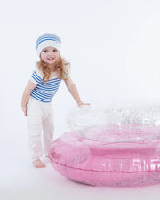 7AM - Short Sleeve Tee Marinière - Ribbed Mother & Baby Seashell/Blue Stripes 0 - 3M