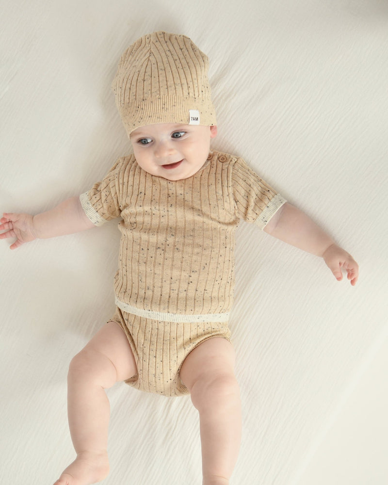 7AM - Short Sleeve Top - Hug Me Mother & Baby Black Melange 12 - 18M