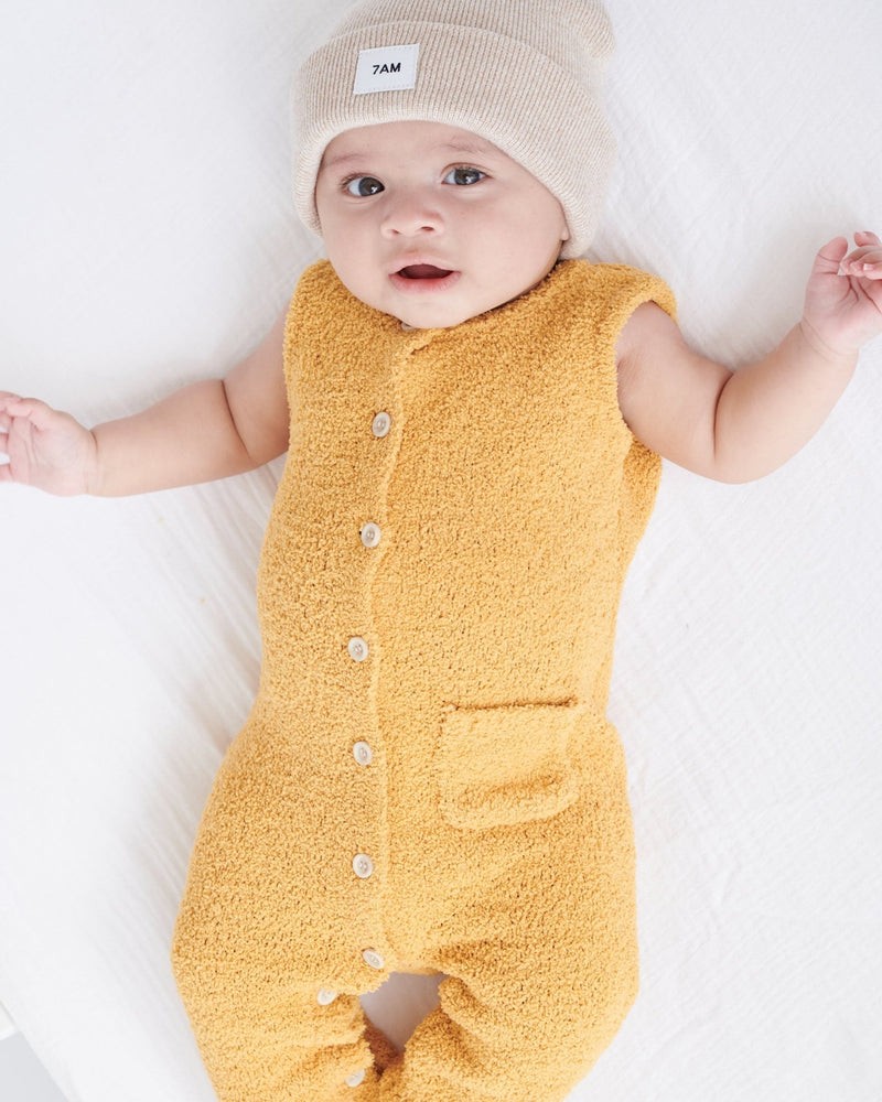 7AM - Sleeveless Jumpsuit - Fuzzy Apparel & Accessories Amber 0 - 3M