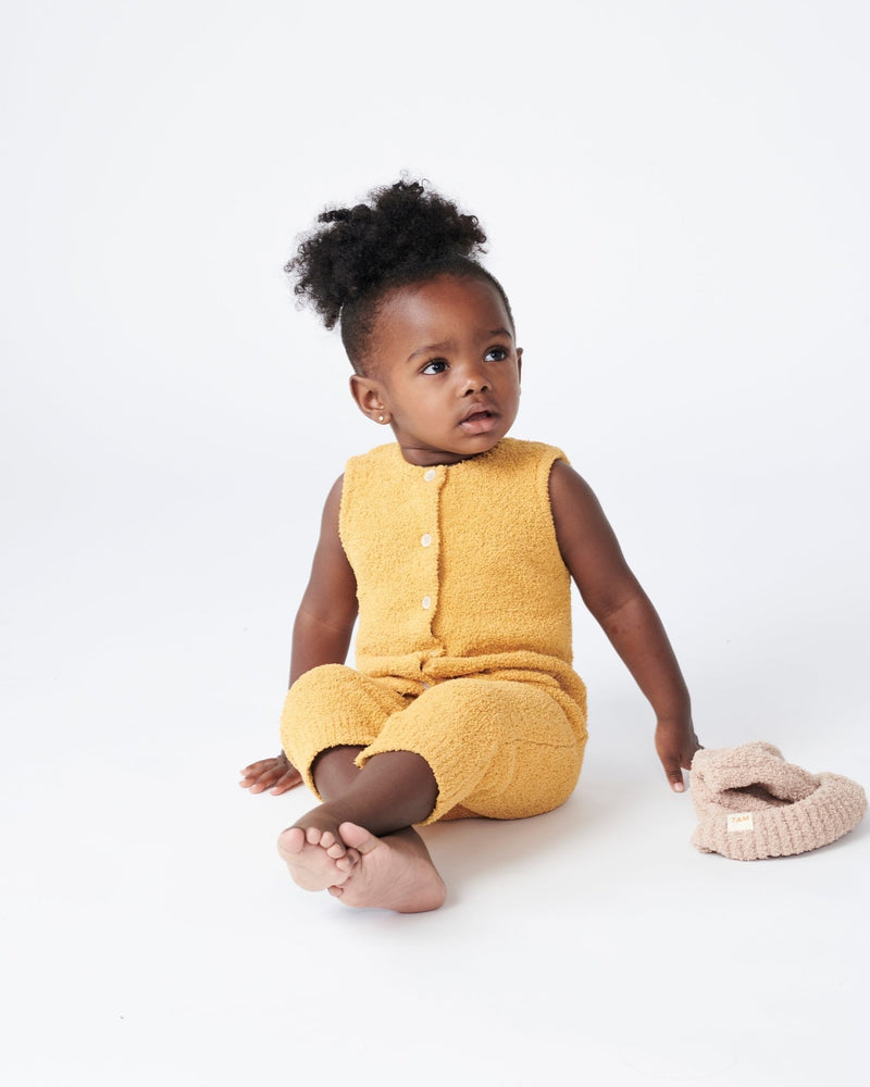 7AM - Sleeveless Jumpsuit - Fuzzy Apparel & Accessories Amber 0 - 3M