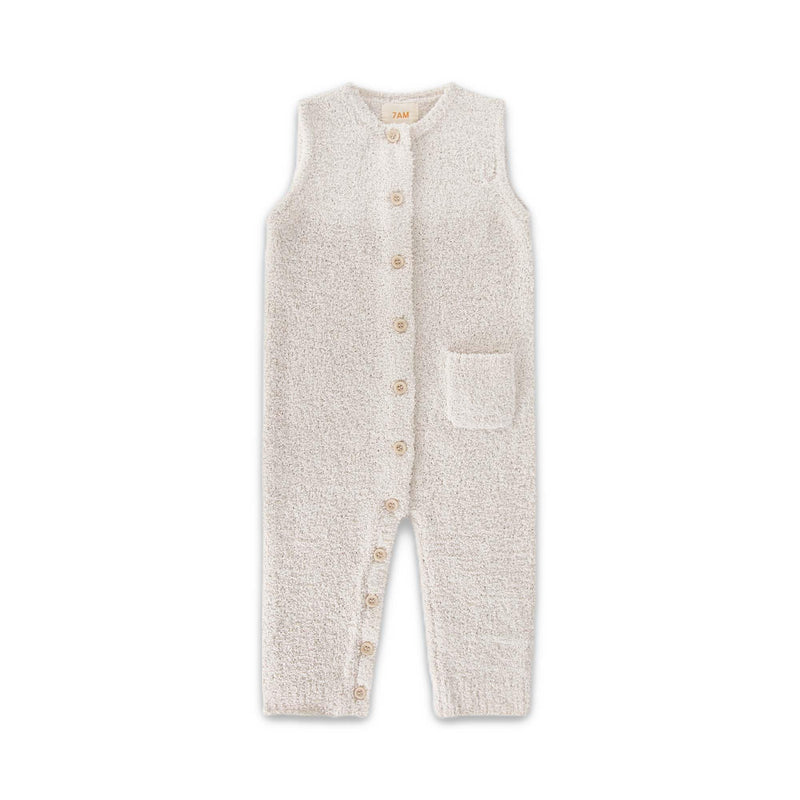 7AM - Sleeveless Jumpsuit - Fuzzy Apparel & Accessories Ecru 0 - 3M