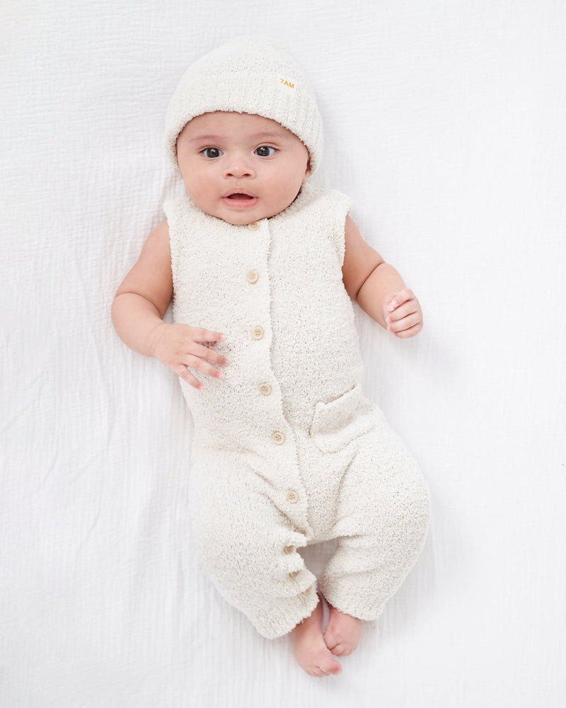 7AM - Sleeveless Jumpsuit - Fuzzy Apparel & Accessories Ecru 6 - 9M