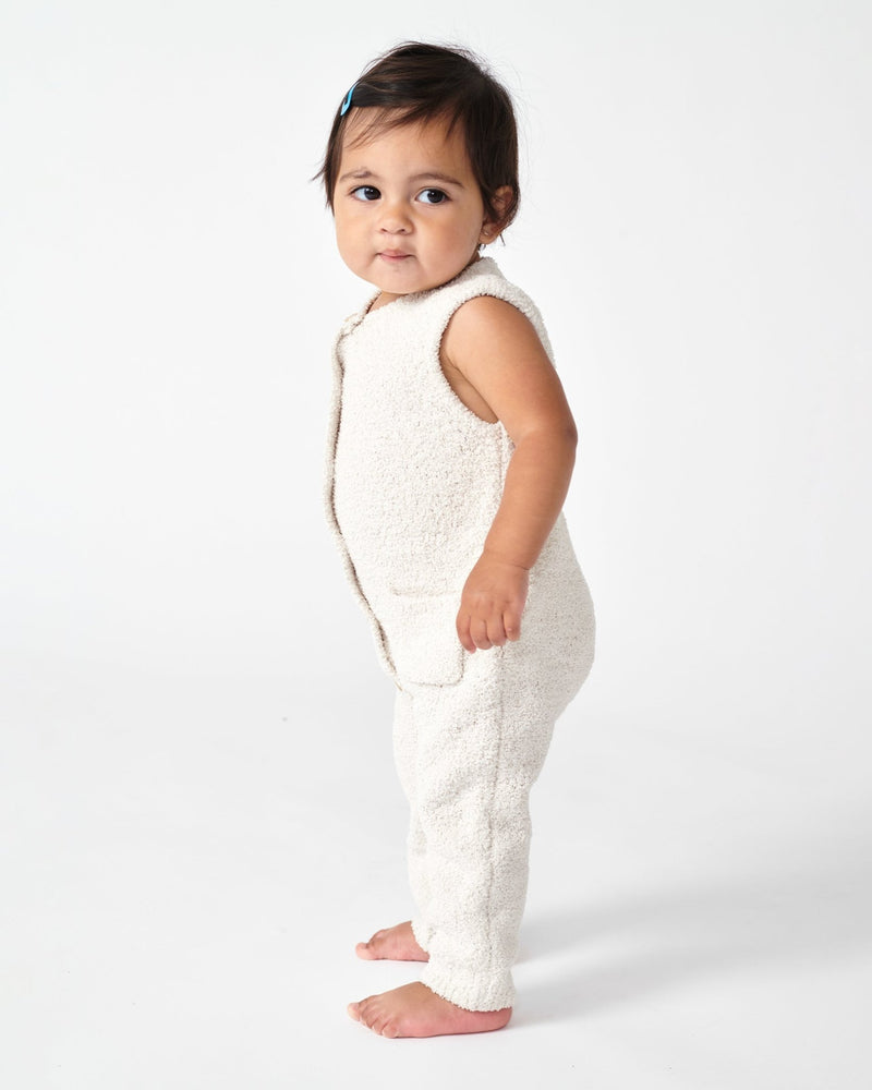 7AM - Sleeveless Jumpsuit - Fuzzy Apparel & Accessories Ecru 6 - 9M