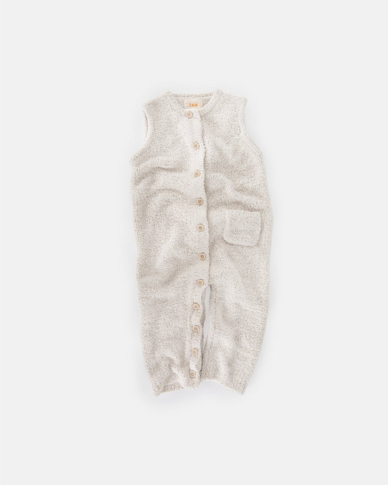 7AM - Sleeveless Jumpsuit - Fuzzy Apparel & Accessories Ecru 6 - 9M