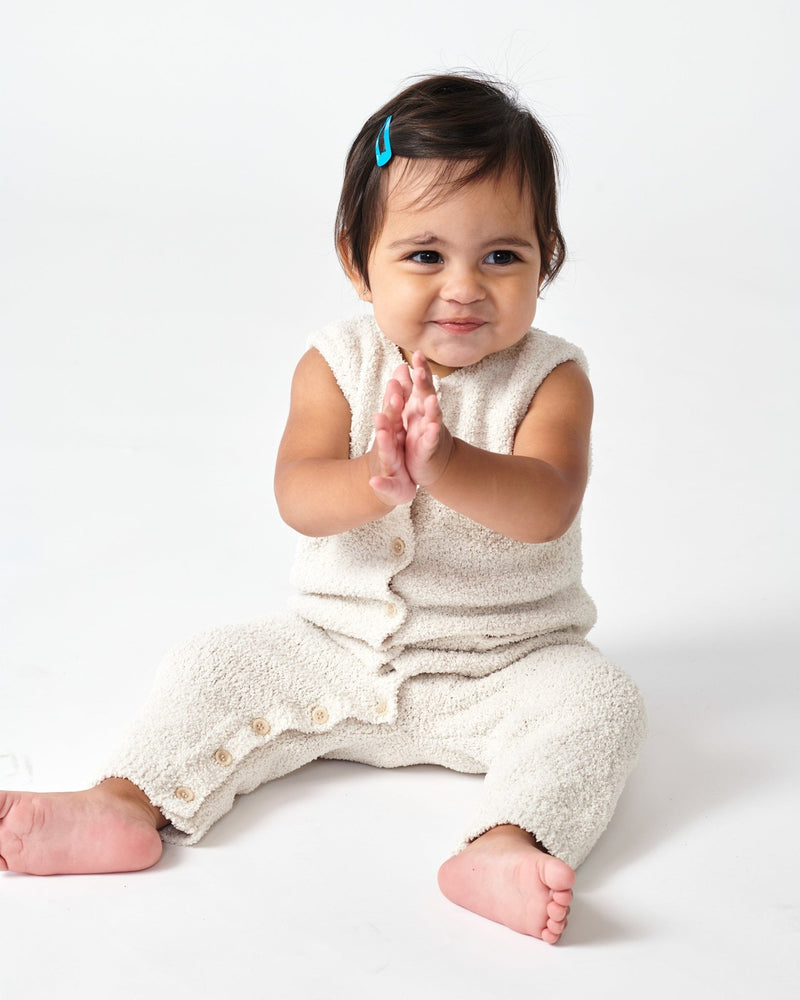 7AM - Sleeveless Jumpsuit - Fuzzy Apparel & Accessories Ecru 6 - 9M