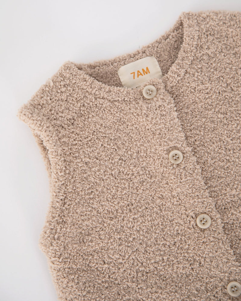 7AM - Sleeveless Jumpsuit - Fuzzy Apparel & Accessories Pecan 0 - 3M
