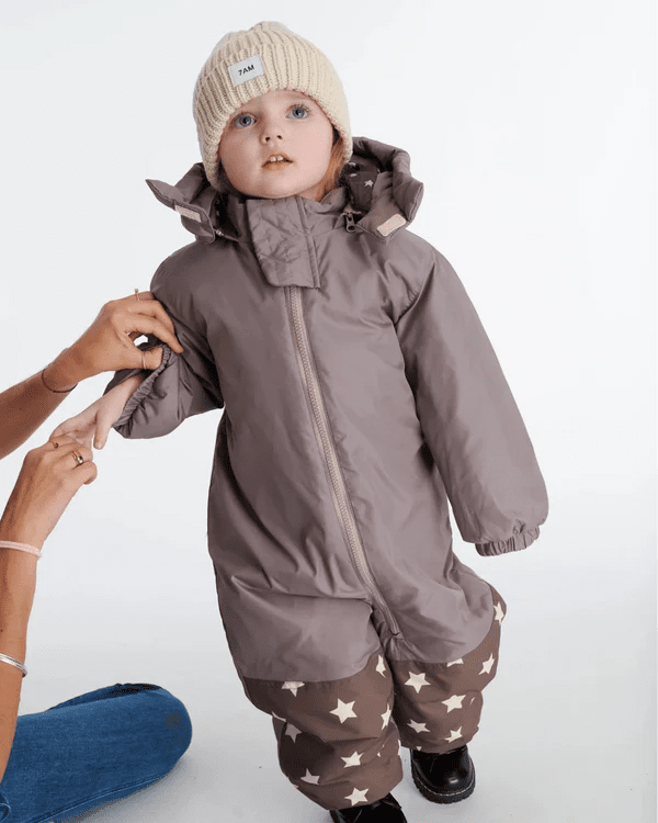 7AM - Snowsuit Nico - Print Mother & Baby Print Ash Mauve 3 - 6M