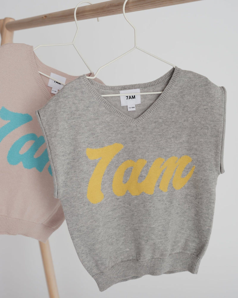 7AM - Sweater Vest Boxy Apparel & Accessories Heather Grey 6 - 12M
