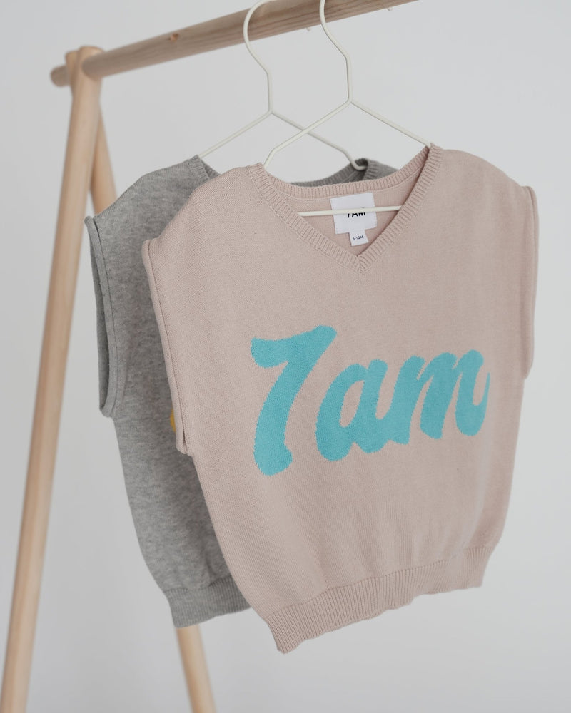 7AM - Sweater Vest Boxy Apparel & Accessories Oat 12 - 18M