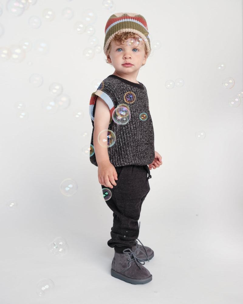 7AM - Sweater Vest Chunky Apparel & Accessories Black Melange 12 - 18M