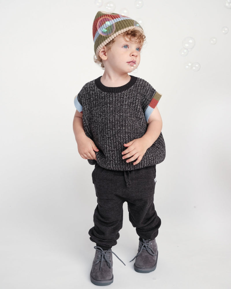 7AM - Sweater Vest Chunky Apparel & Accessories Black Melange 12 - 18M