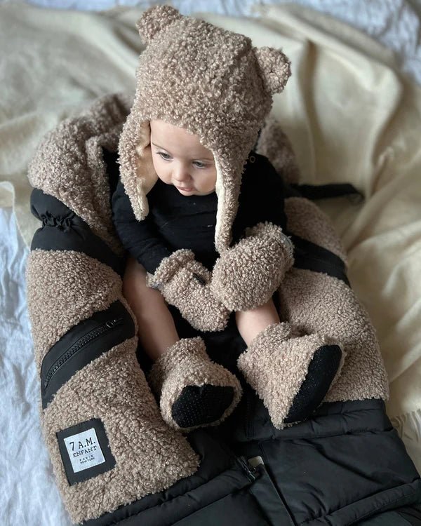 7AM - The Cub Set - Teddy | Hat & Mittens Mother & Baby Oatmeal 6 - 12M