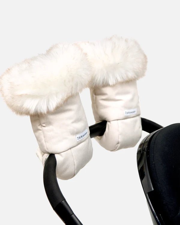 7AM - Warmmuffs Tundra Mother & Baby Heather Beige - White Faux Fur