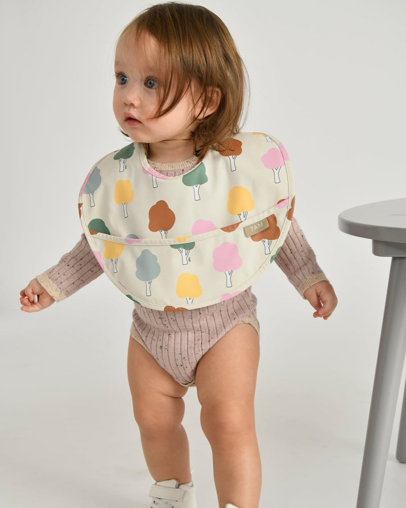 7AM - Waterproof Bib Mother & Baby Rainy Houses Teal