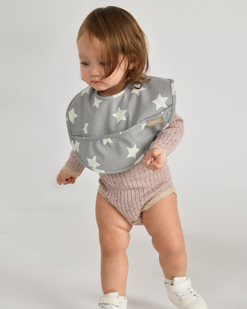7AM - Waterproof Bib Mother & Baby Rainy Stars Yellow