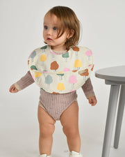 7AM - Waterproof Bib Mother & Baby Rainy Trees Beige