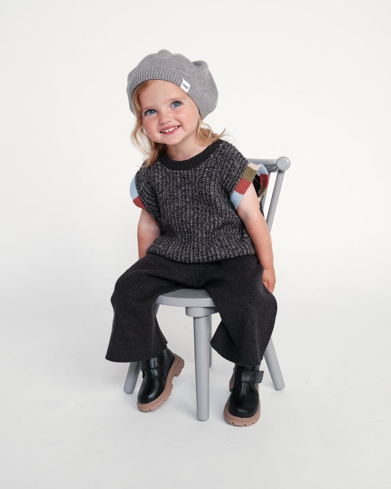 7AM - Wide Pants Chunky Apparel & Accessories Black Melange 12 - 18M