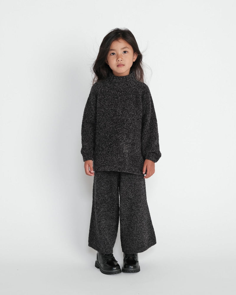 7AM - Wide Pants - Fuzzy Apparel & Accessories Black Melange 1 - 2T