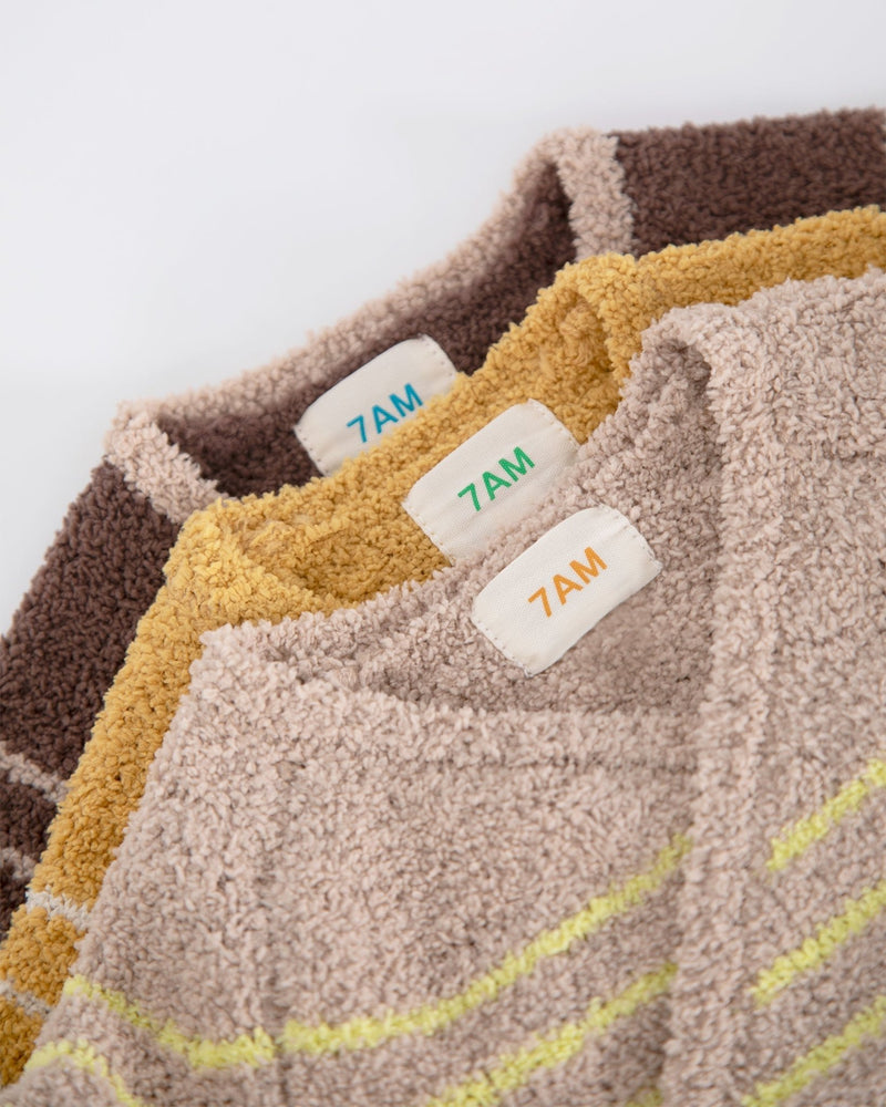 7AM - Wrap Top - Fuzzy Apparel & Accessories Pecan, Chartreuse 9 - 12M