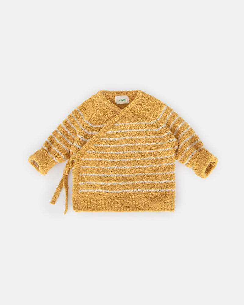 7AM - Wrap Top - Fuzzy Apparel & Accessories Pecan, Chartreuse 9 - 12M