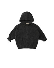 7AM - Zip Up Hoodie - Fuzzy Mother & Baby Black Melange 1 - 2T
