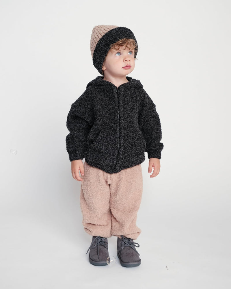 7AM - Zip Up Hoodie - Fuzzy Mother & Baby Taupe 1 - 2T