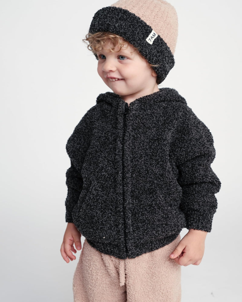 7AM - Zip Up Hoodie - Fuzzy Mother & Baby Taupe 1 - 2T