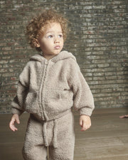 7AM - Zip Up Hoodie - Fuzzy Mother & Baby Taupe 1 - 2T
