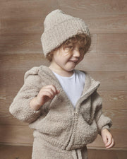 7AM - Zip Up Hoodie - Fuzzy Mother & Baby Taupe 1 - 2T