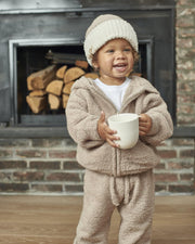 7AM - Zip Up Hoodie - Fuzzy Mother & Baby Taupe 1 - 2T