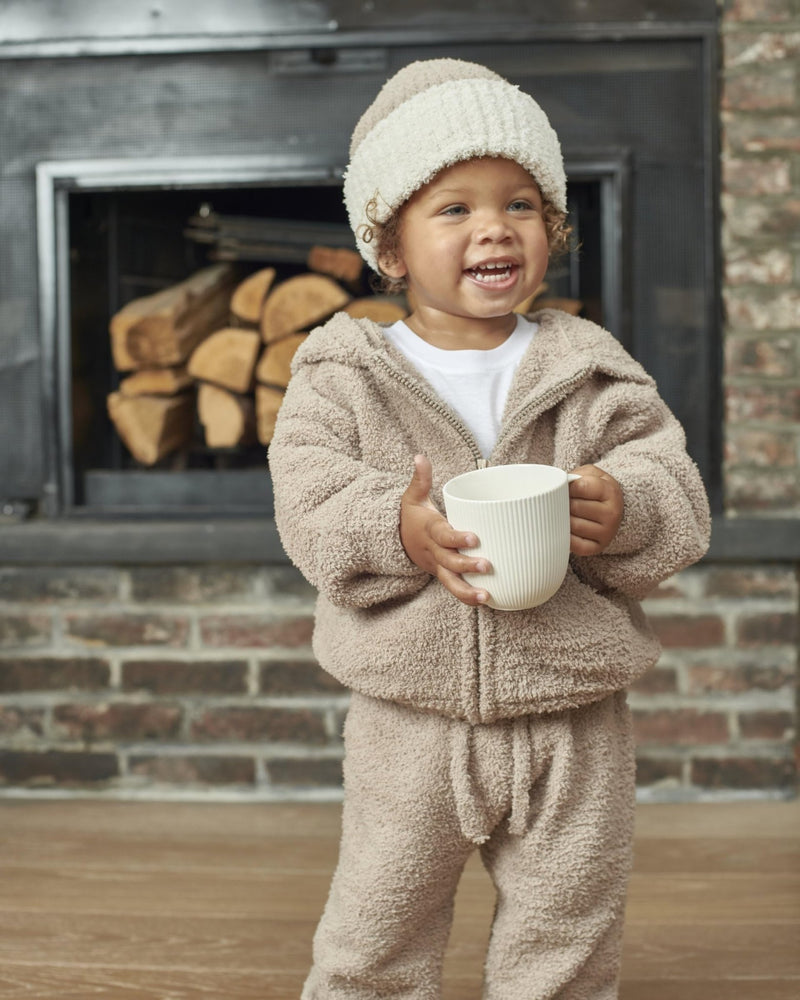 7AM - Zip Up Hoodie - Fuzzy Mother & Baby Taupe 1 - 2T