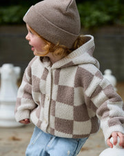 Hooded Cardigan • Checkers Fuzzy