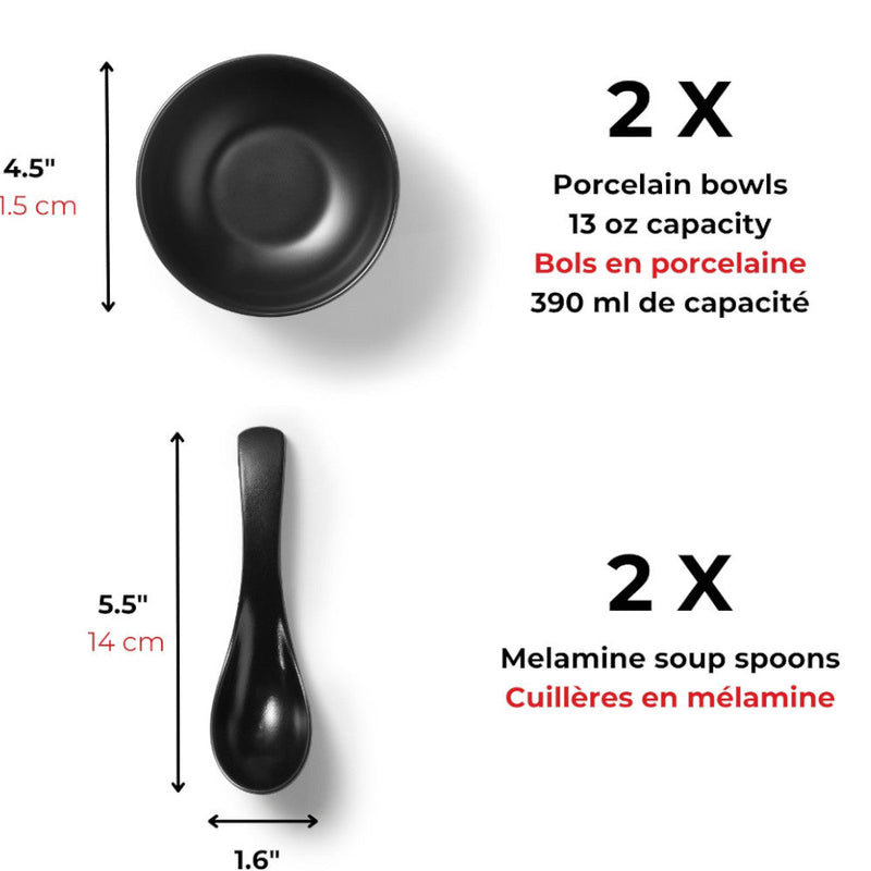 Starfrit Gourmet Bistro Soup Bowl & Spoon Set 080252, 4 Pieces