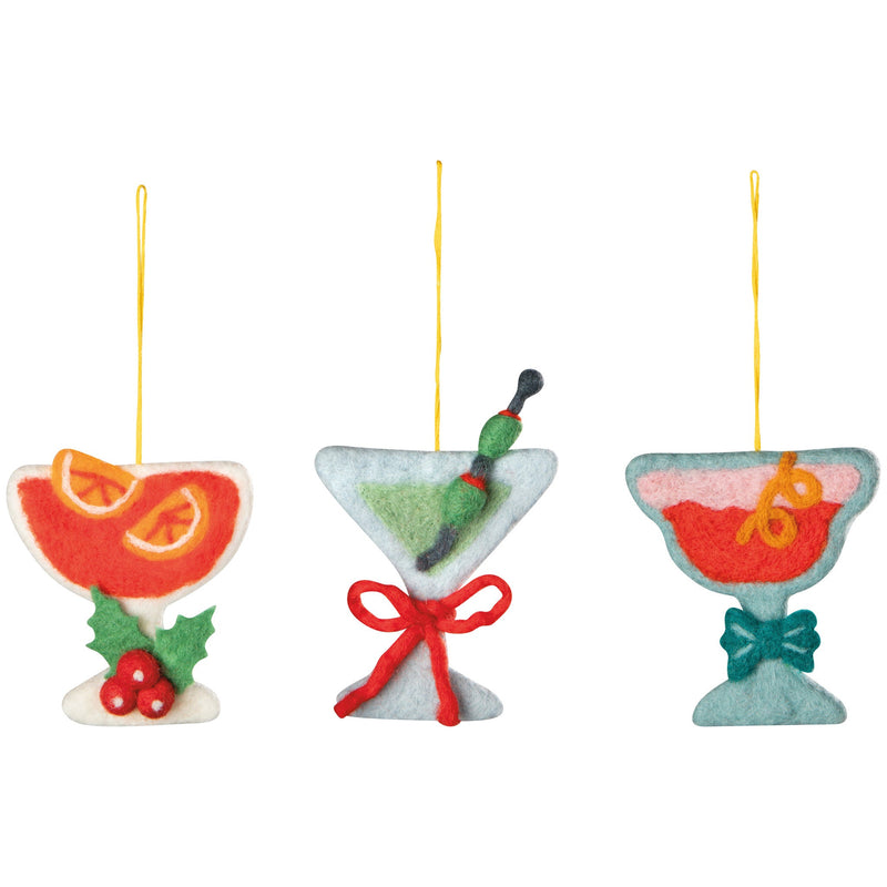 Mistletoe & Martinis Felt Christmas Tree Ornament — possible assortment styles; one random ornament included